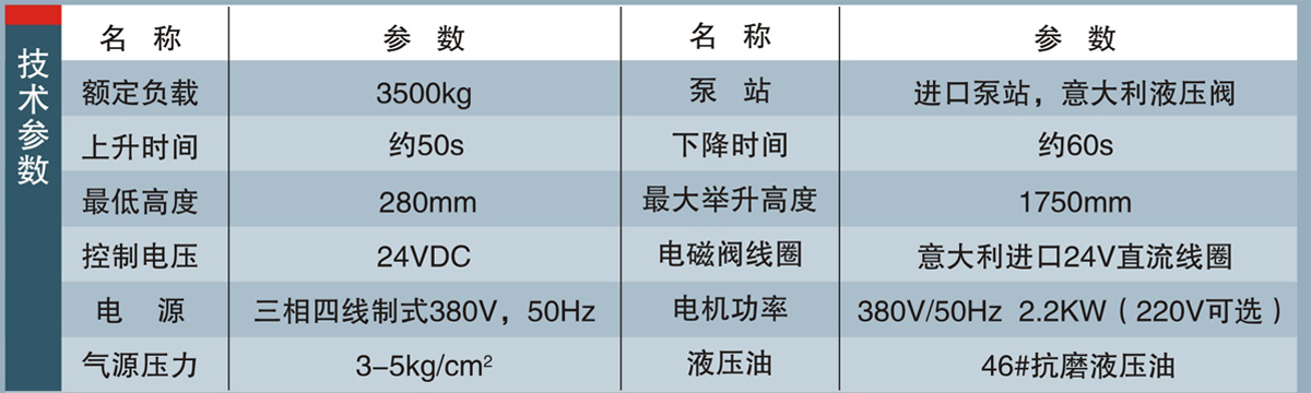 信力XL506剪式舉升機技術參數