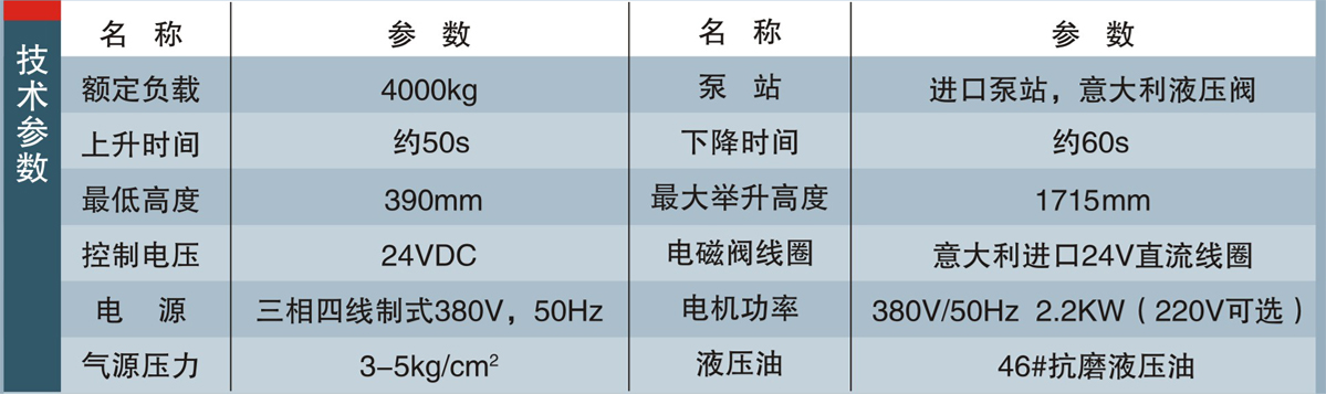 信力XL126剪式舉升機技術(shù)參數(shù)